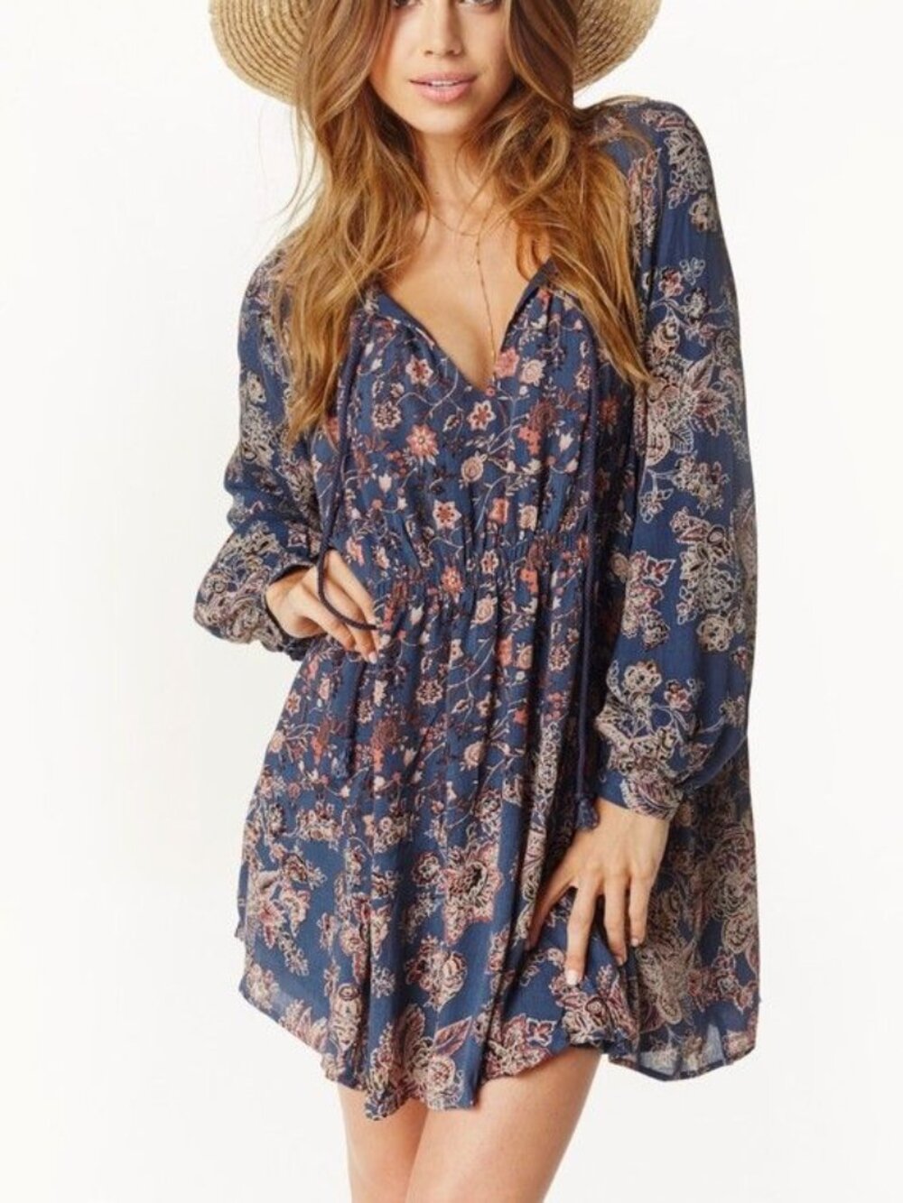 Free People Lucky Loosey Floral Swing Mini Dress Large